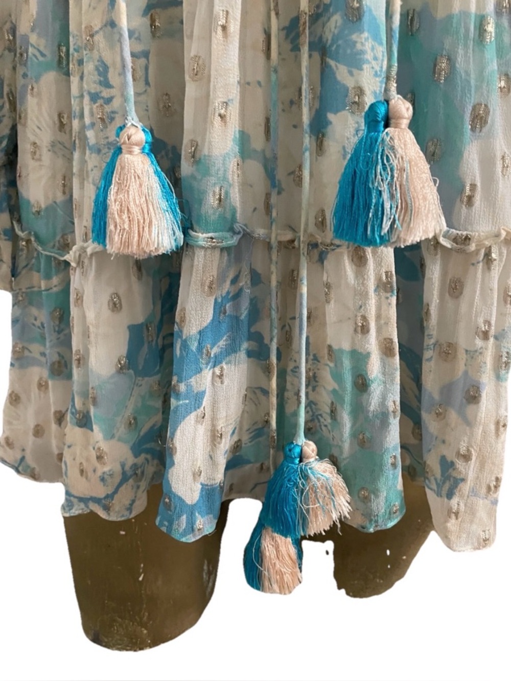 HEMANT & NANDITA Floral Georgette METALLIC MINI DRESS Size Small - Picture 4 of 16